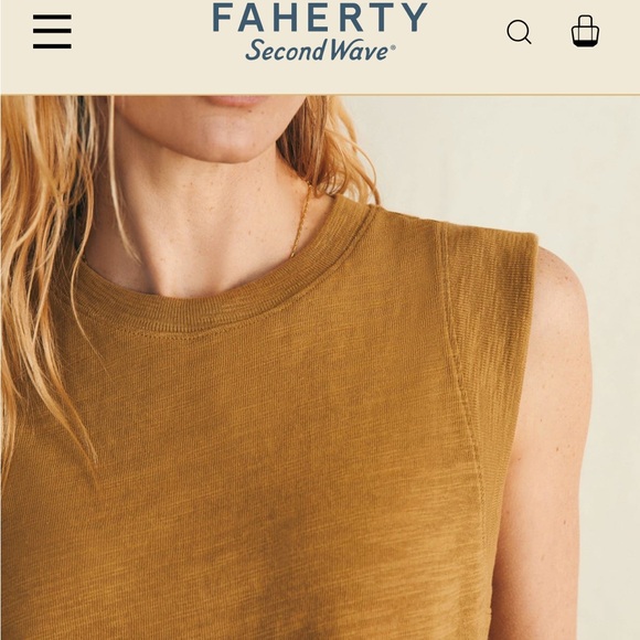 Faherty Sunwashed Slub Muscle Tank - Picture 2 of 6